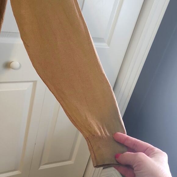 Pronto Uomo Mens Light Brown Mock Sweater SZ LG Silk Blend Pullover Lightweight - Picture 4 of 10